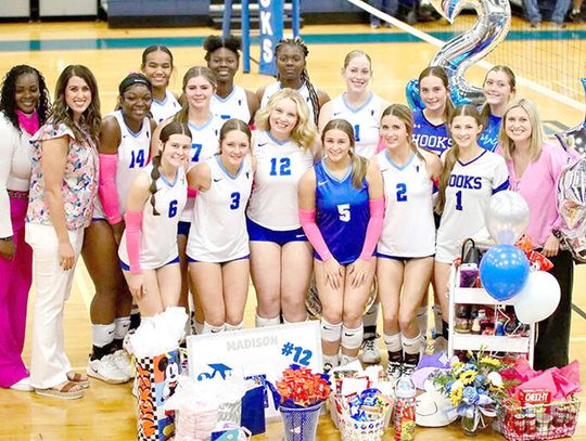 It was senior night in Hooks and the team celebrated Madison Lewis with a district win over Redwater. Lewis celebrated herself with a double-double in the contest.
