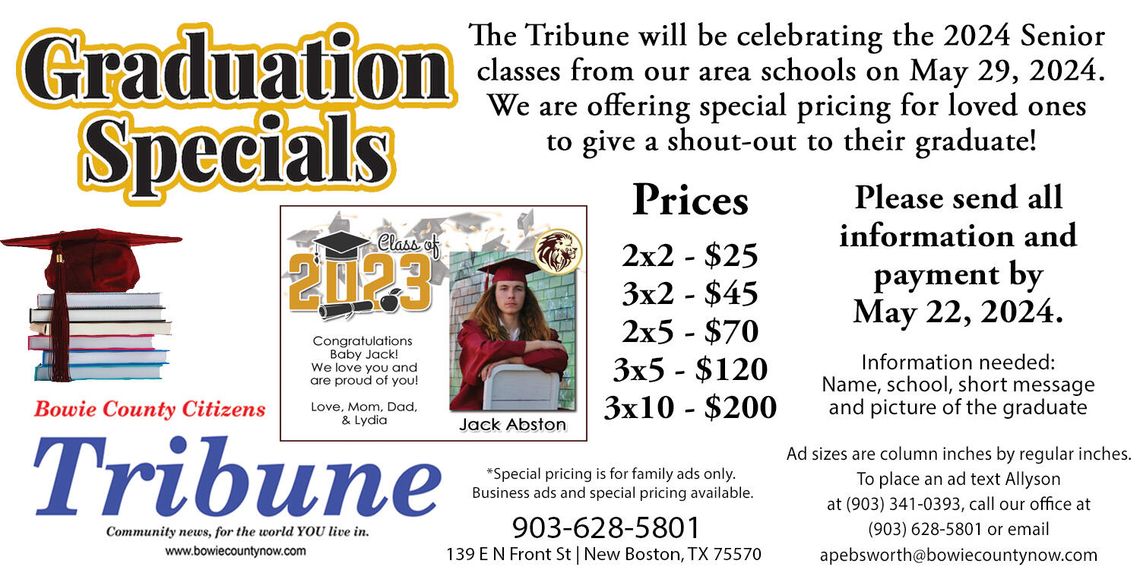Graduation section coming in May