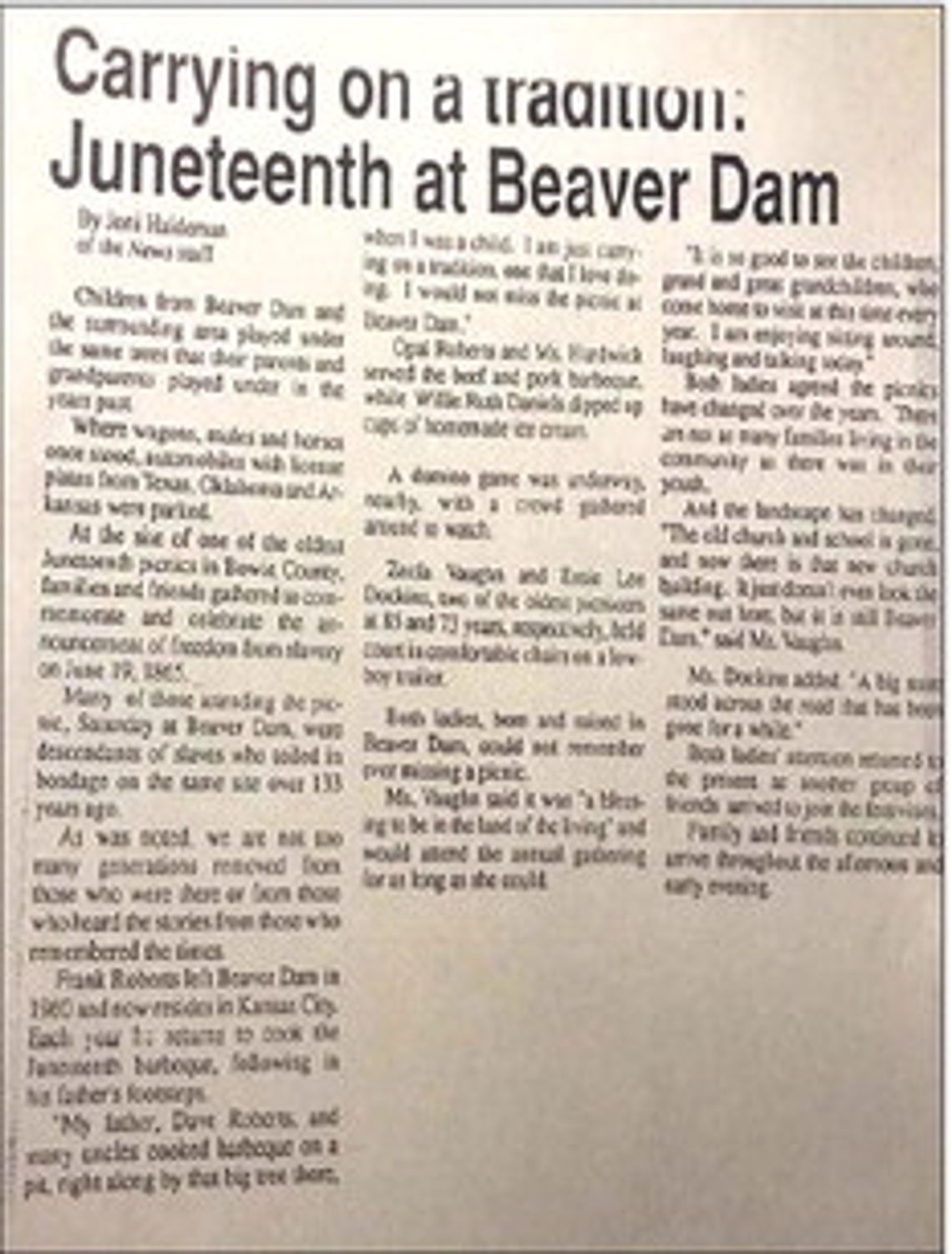The Judge Joni Tidwell Haldeman History of Bowie County Initiative seeks to involve students with local history